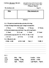 Đề kiểm tra học kỳ II môn Toán + Tiếng Việt Lớp 3 - Năm học 2014-2015 - Trường Tiểu học Tiên Hội